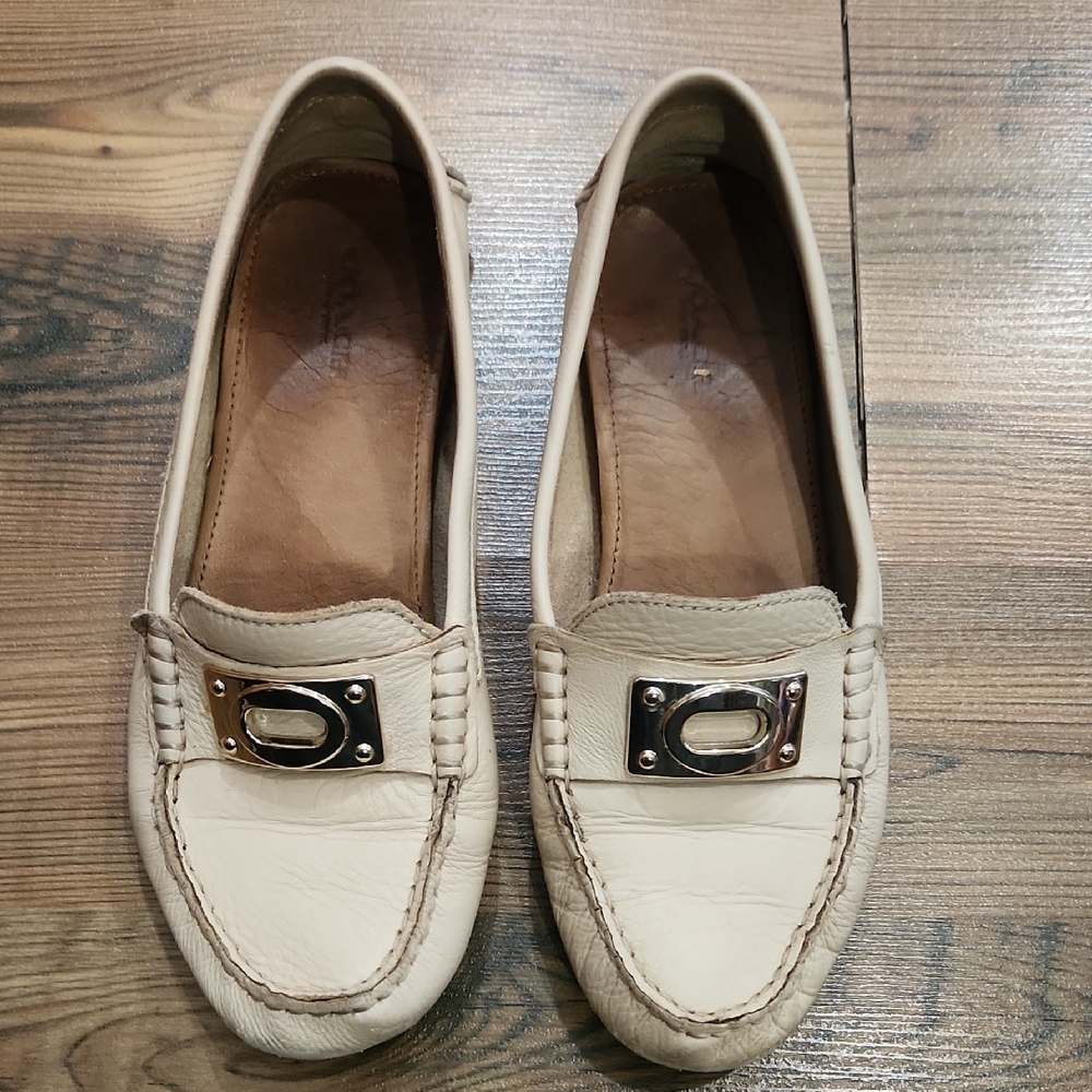 Coach‎ Napoleon Driving Leather Loafer Soft Pink Silver Buckle Size 6.5